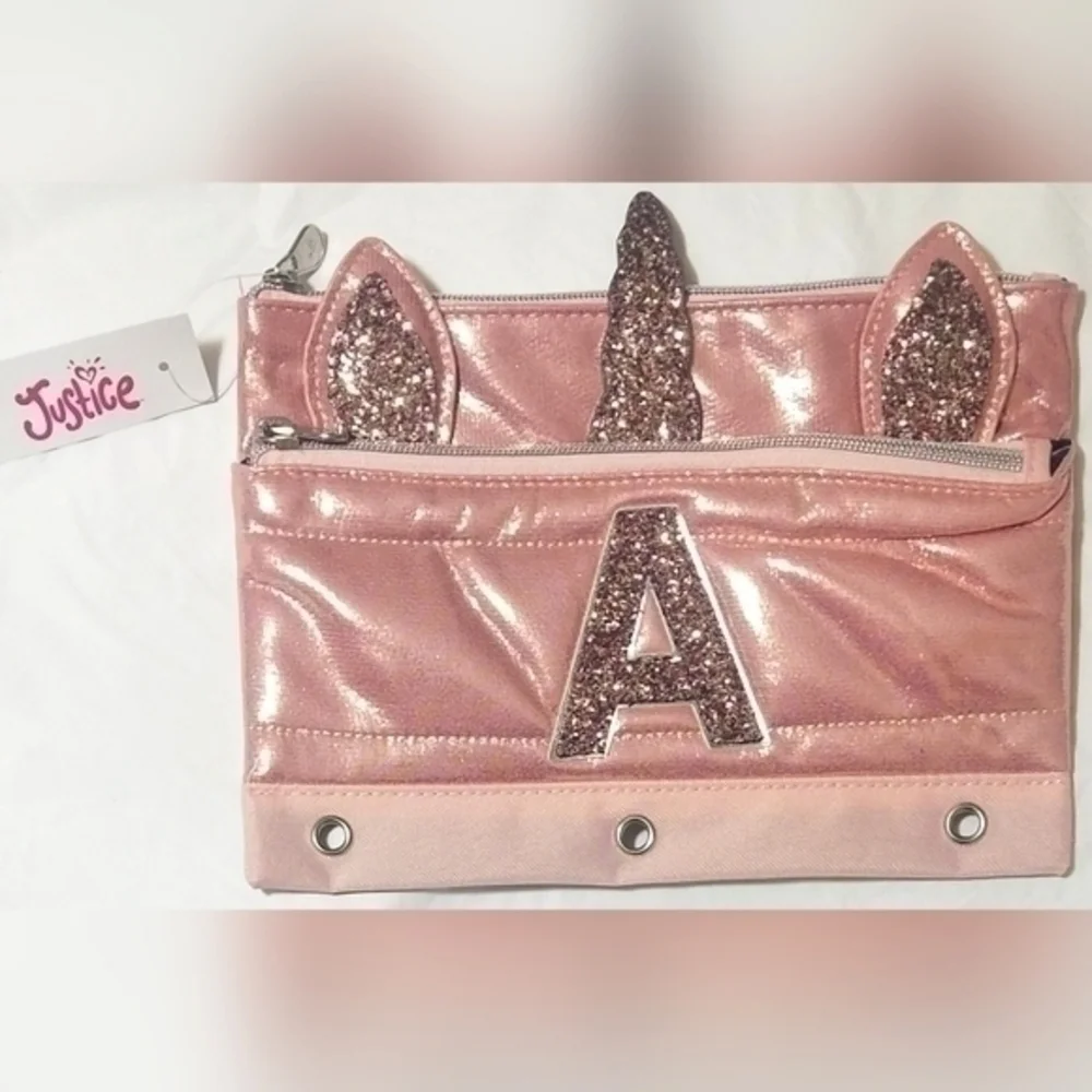 Justice Unicorn Initial Binder Pencil Case